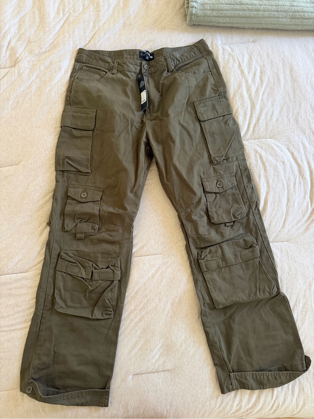 Fashion Nova Women’s Olive Cargo Pants with Multiple Utility Pockets